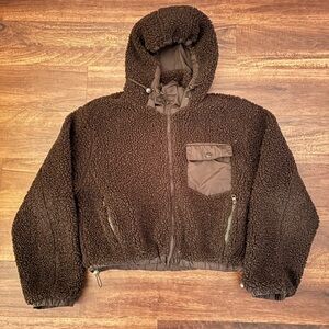 Black Sherpa Fleece Jacket with Hood